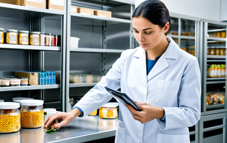 **
"A professional-looking quality control inspector, fully clothed in a lab coat, examining packaged food products in a bright, clean laboratory setting. Ensuring safety standards are met. Safe for work, appropriate content, professional, modest clothing, perfect anatomy, correct proportions, well-formed hands, proper finger count, natural pose, high quality, food safety"
**