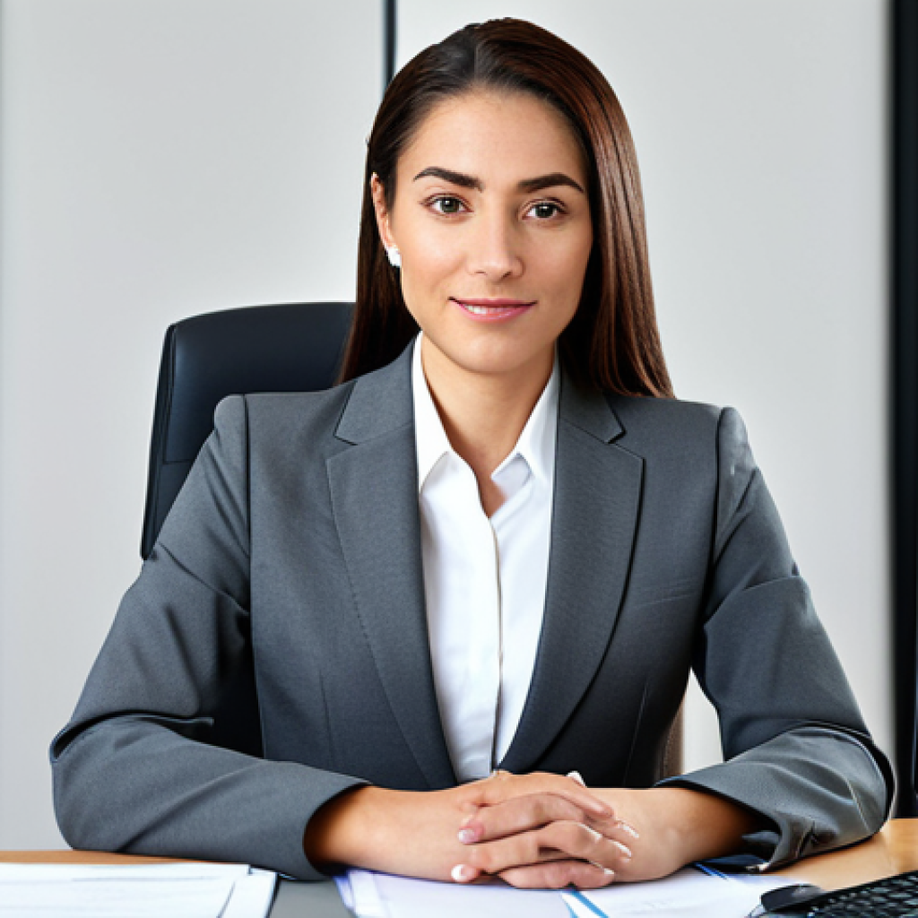 **Professional Businesswoman:**
    "A professional businesswoman in a modest business suit, sitting at a desk in a modern office, fully clothed, appropriate attire, safe for work, perfect anatomy, natural proportions, professional photography, high quality"
