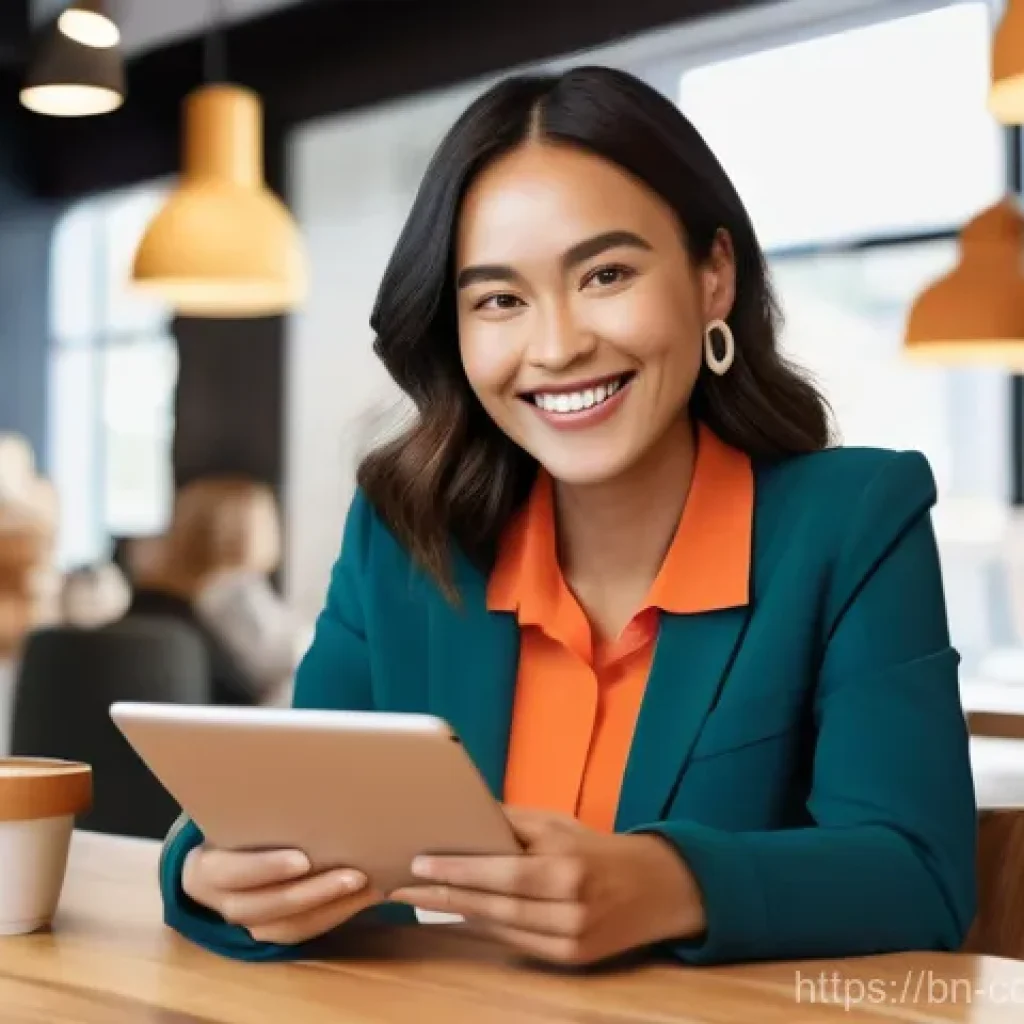 소비자중심 경영과 디지털 혁신의 연계 전략 연구와 분석 - **Prompt:** A vibrant, illustrative scene depicting a smiling female entrepreneur, in her early 30s,...