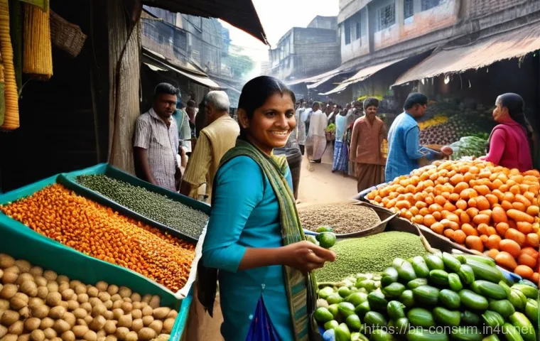 소비자 보호와 관련된 법적 사례 연구 - **Consumer Rights in a Bustling Bangladeshi Market**
A vibrant and authentic scene in a traditio...