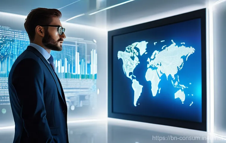 소비자 행동 데이터를 활용한 비즈니스 혁신 사례 연구와 분석 - **Prompt:** A modern business professional, wearing a stylish, fully-clothed business suit, stands i...