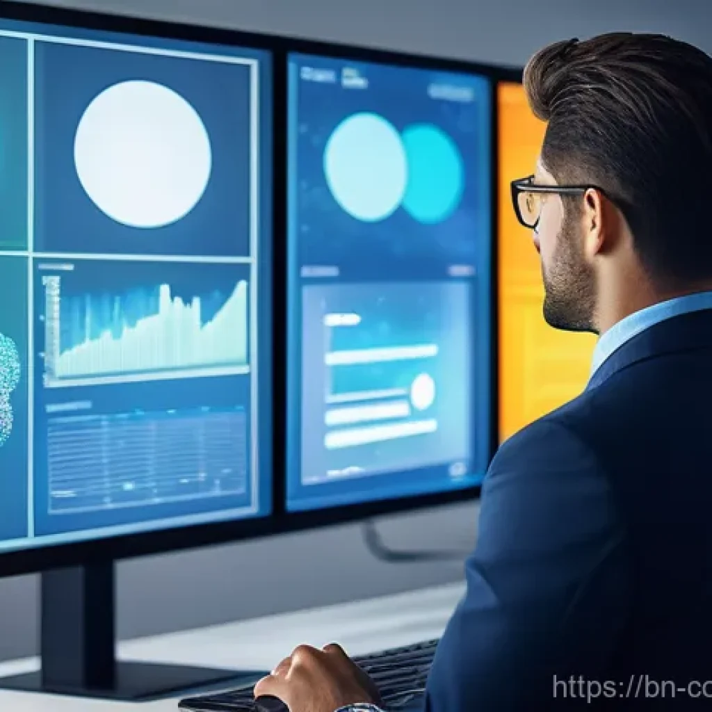 소비자 행동 분석 툴과 사례 비교 - **Prompt:** A focused professional, fully clothed in modern business attire, thoughtfully observing ...