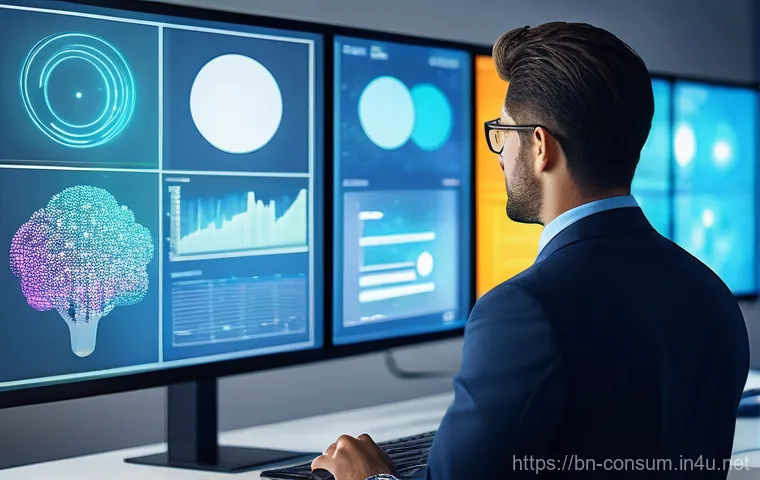 소비자 행동 분석 툴과 사례 비교 - **Prompt:** A focused professional, fully clothed in modern business attire, thoughtfully observing ...