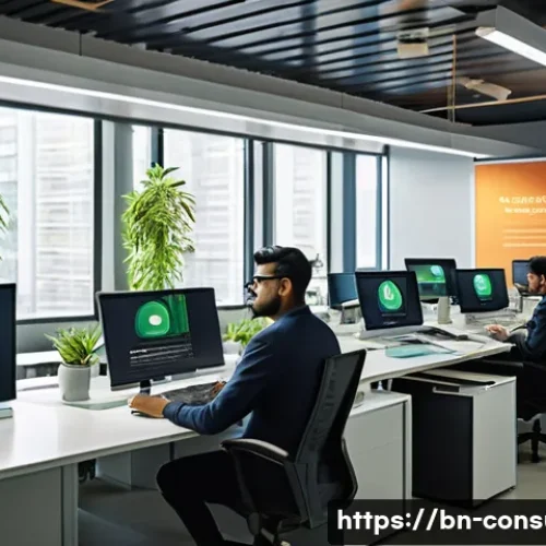 소비자전문기술사와 ESG 경영의 연결점 - A modern office environment featuring diverse Bangladeshi professionals collaborating on sustainable...