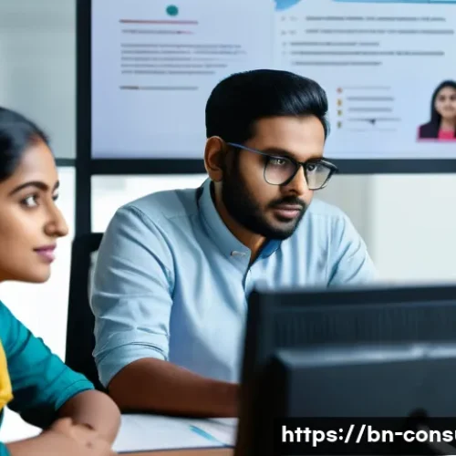 소비자 불만 처리 매뉴얼 개발 프로세스 - A professional customer service team in a modern office environment, attentively listening to a Beng...