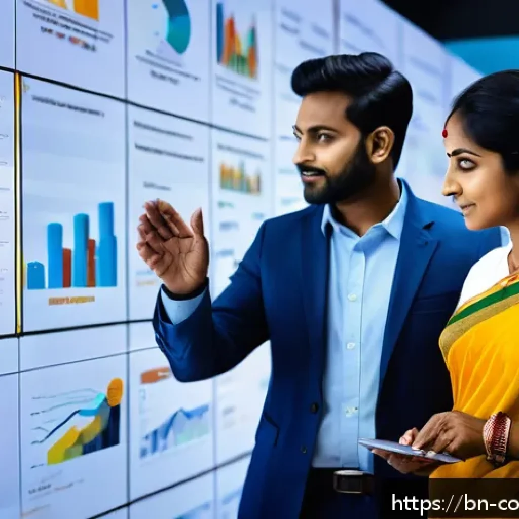소비자 행동 분석 데이터의 활용 사례 - A detailed digital marketing control room scene showing a diverse Bengali marketing team analyzing r...