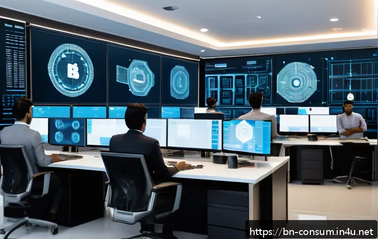 소비자 보호와 관련된 글로벌 트렌드 - A modern digital security control room featuring a diverse team of Bengali professionals monitoring ...