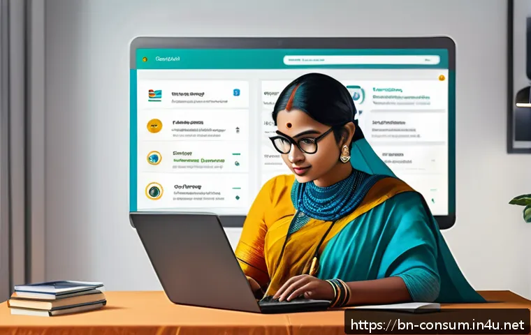 소비자전문기술사와 법률 전문가의 협력 - A detailed digital marketplace scene featuring a Bengali woman shopping online at home, surrounded b...