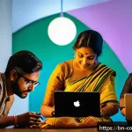 소비자 보호 관련 최신 동향과 사례 연구 - A modern digital marketplace scene showing a diverse group of Bengali consumers browsing an e-commer...