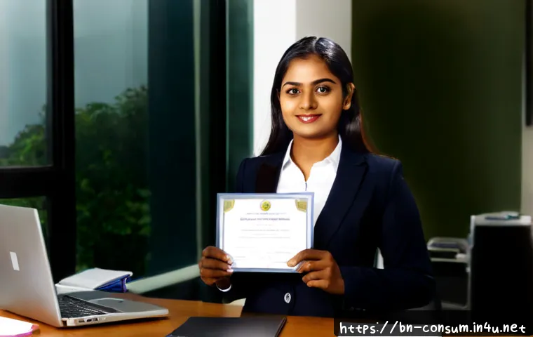 소비자전문기술사 자격증의 가치 - Photorealistic career advancement scene in a modern Bangladeshi consumer services office, confident ...